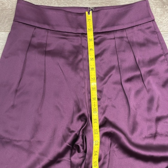 NWT Banana Republic Satin Wide Leg High Rise Trouser Pants Plum Purple 0 - Picture 9 of 16